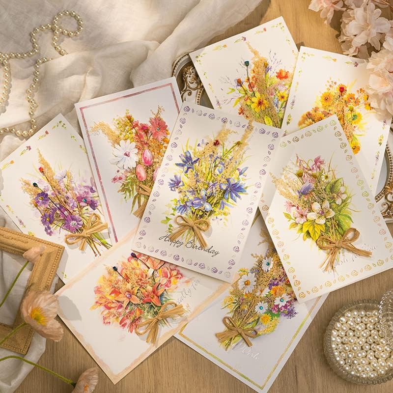 כרטיסי ברכה אלגנטיים של פרחים מיובשים | כרטיס יום אמהות | יום הולדת ייחודי וכרטיס יום הולדת לאישה | הודעה בלתי נשכחת ומלאת